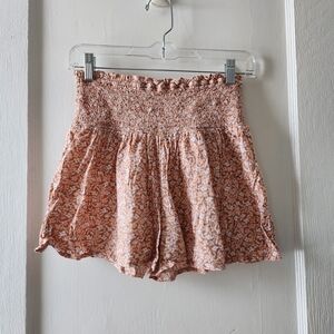 Aerie Peach Floral High Waist Shorts